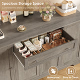 Homfa 54.3"W Kitchen Sideboard Cabinet with Drawer, 4 Door Buffet Storage Cabinet with Adjustable Shelves, Gray
