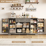 Homfa 54.3"W Kitchen Sideboard Cabinet with Drawer, 4 Door Buffet Storage Cabinet with Adjustable Shelves, Gray