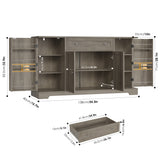 Homfa 54.3"W Kitchen Sideboard Cabinet with Drawer, 4 Door Buffet Storage Cabinet with Adjustable Shelves, Gray