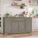Homfa 54.3"W Kitchen Sideboard Cabinet with Drawer, 4 Door Buffet Storage Cabinet with Adjustable Shelves, Gray