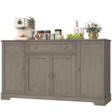 Homfa 54.3"W Kitchen Sideboard Cabinet with Drawer, 4 Door Buffet Storage Cabinet with Adjustable Shelves, Gray