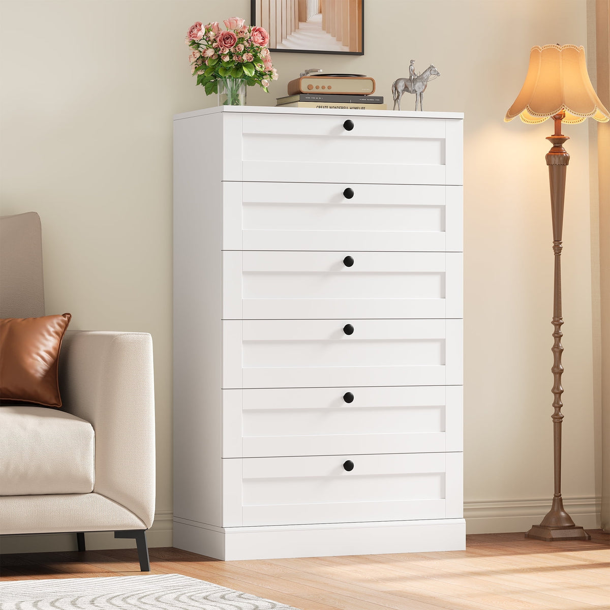 Homfa 6 Drawer Vertical Dresser for Bedroom, Modern Chest of Drawers W myhomfa Homfa 6 Drawer Vertical Dresser for Bedroom, Modern Chest of Drawers W myhomfa