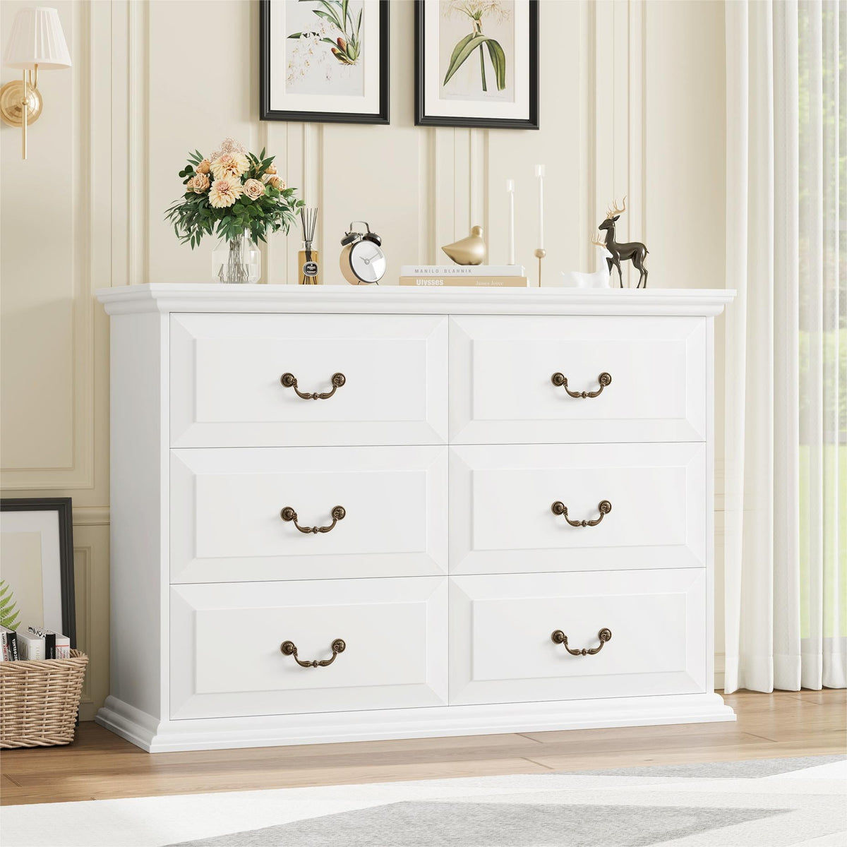 Homfa 6 Drawer Horizontal Wood Dressers Chest for Bedroom, Contemporar myhomfa Homfa 6 Drawer Horizontal Wood Dressers Chest for Bedroom, Contemporar myhomfa