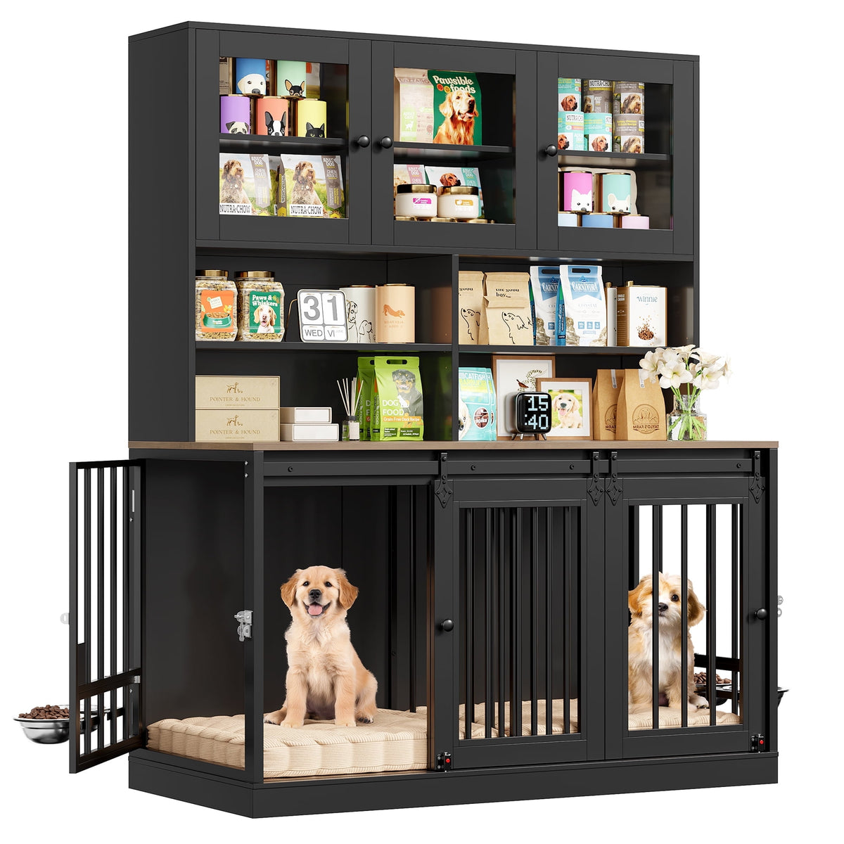 Beautiful view of Storage Dog Crate With Hutch