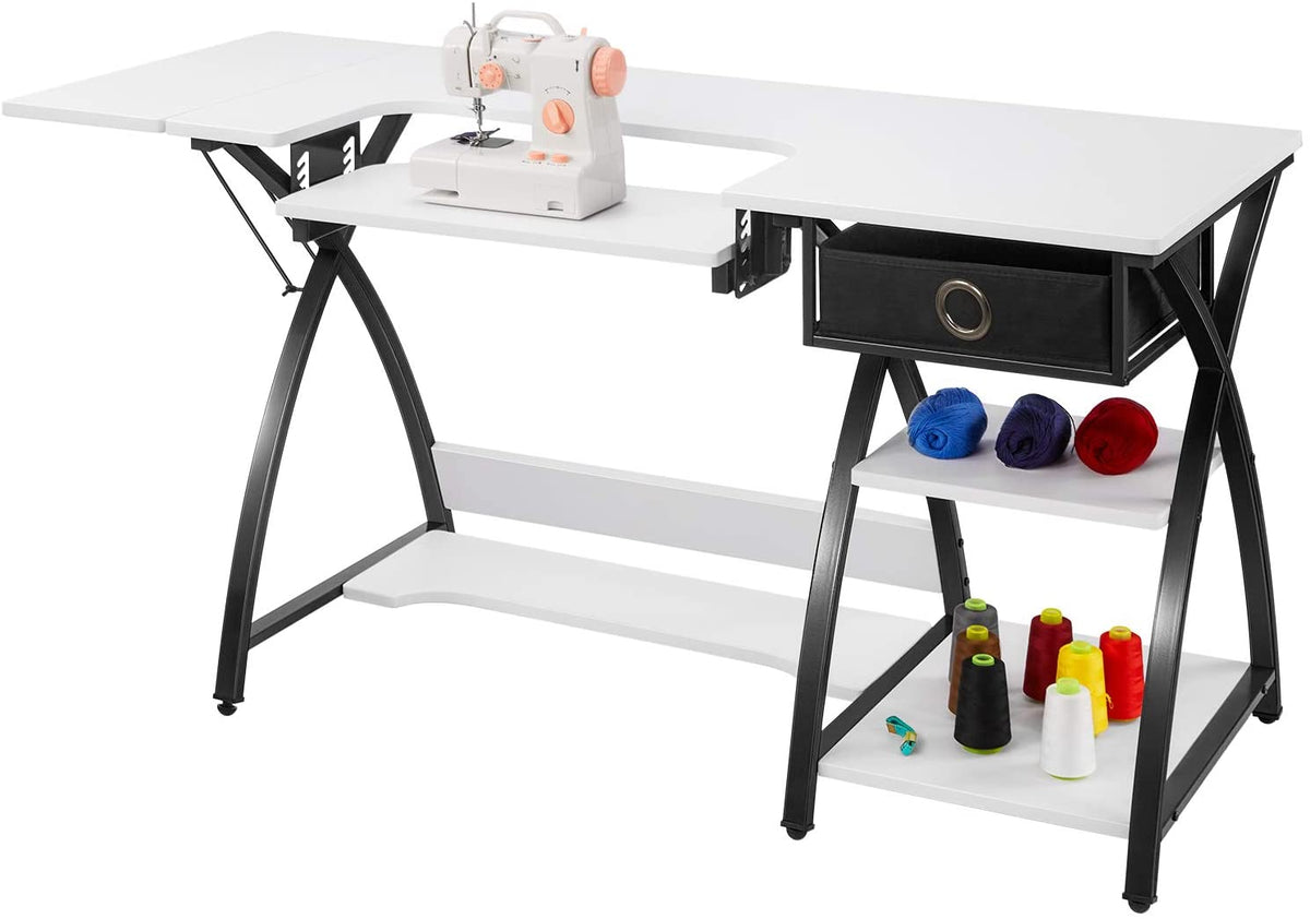 Homfa Sewing Table Adjustable Sewing Craft Table with Drawer and Shelv homfafurniture