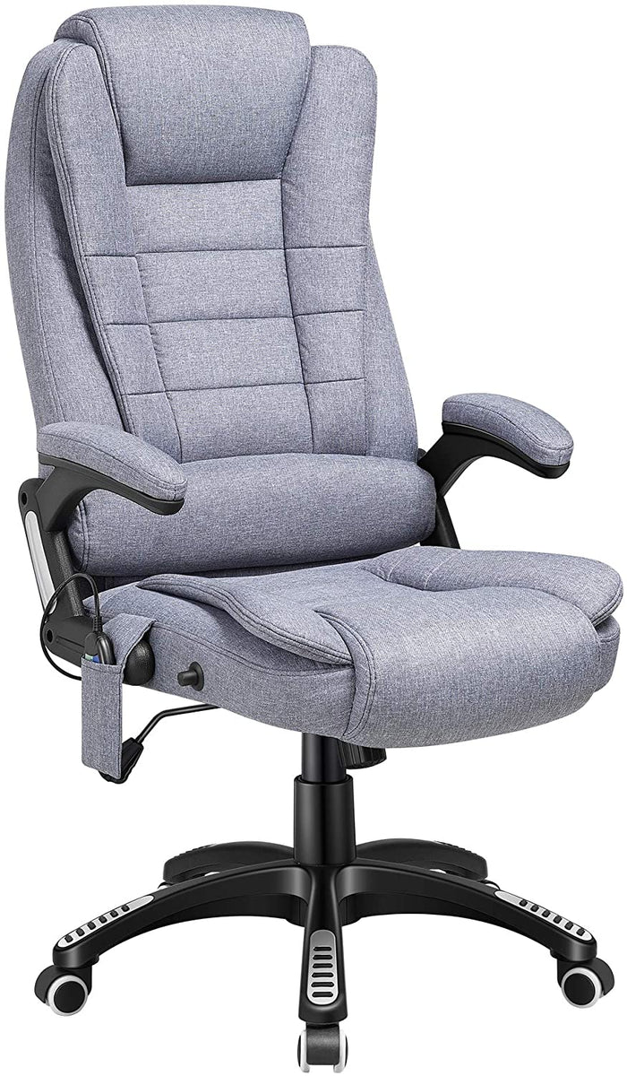 Ergonomic Massage Office Chair with Linen Fabric, High Back Executive