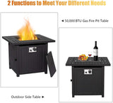30 Inch Outdoor Propane Gas Fire Pit Table 50,000 BTU Propane Square Gas Fire Pit Table with Cover, Waterproof Cover,Auto-Ignition Gas Fire Table with CSA Approved