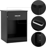 HOMFA Nightstand 2-Tier, Tall 1-Drawer End Table Side Table File Cabinet Storage Table for Home Office Bedside Cabinets with Sliding Drawer and Shelf, Black