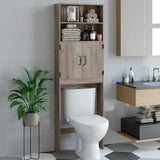Homfa Over-The-Toilet Storage Cabinet, 2-Doors Bathroom Organizer with 4 Shelves, Space-Saving Toilet Storage Rack - 24.8 x 7.9 x 76.8 inches, Grey