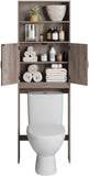 Homfa Over-The-Toilet Storage Cabinet, 2-Doors Bathroom Organizer with 4 Shelves, Space-Saving Toilet Storage Rack - 24.8 x 7.9 x 76.8 inches, Grey