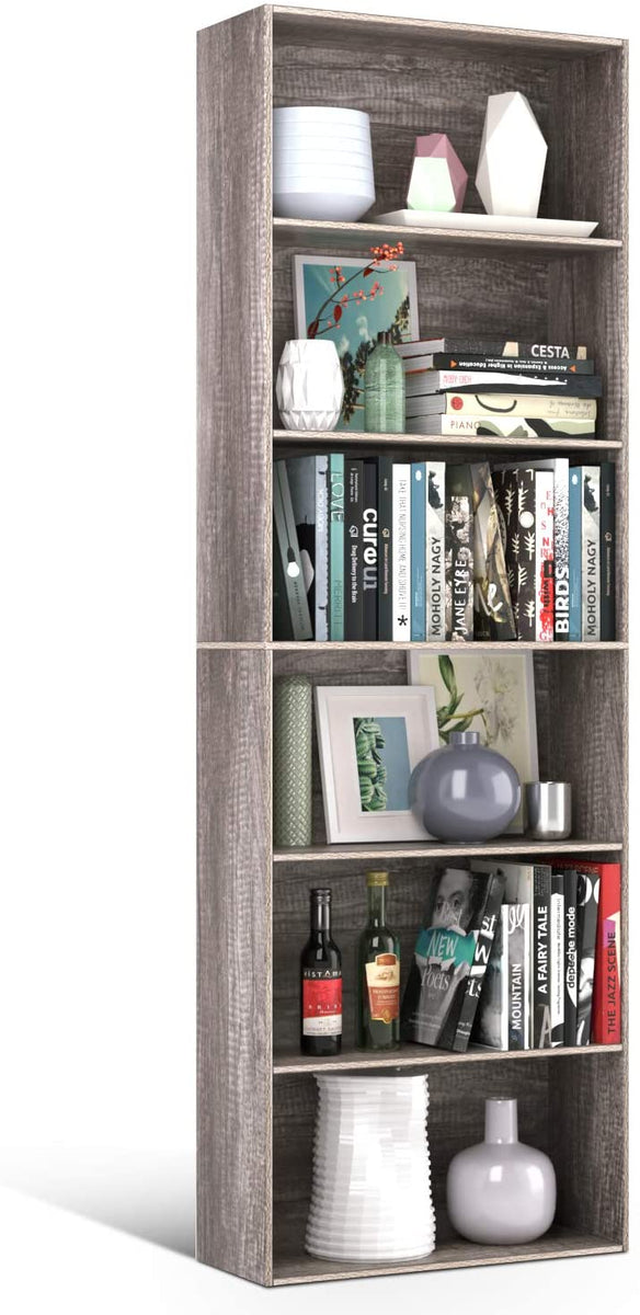 Homfa 70.9 Tall Bookcase, Standard 6 Tier Display Bookshelf for Home  Living Room Office, Dark Oak Finish