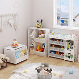 Homfa 5 Cubby Kids Bookcase, Children's Toy Storage Cabinet, Wide Toddler Bookshelf for Playroom, Reading Nook, Nursery, White