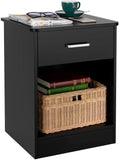HOMFA Nightstand 2-Tier, Tall 1-Drawer End Table Side Table File Cabinet Storage Table for Home Office Bedside Cabinets with Sliding Drawer and Shelf, Black