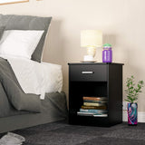 HOMFA Nightstand 2-Tier, Tall 1-Drawer End Table Side Table File Cabinet Storage Table for Home Office Bedside Cabinets with Sliding Drawer and Shelf, Black