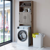 Homfa Over-The-Toilet Storage Cabinet, 2-Doors Bathroom Organizer with 4 Shelves, Space-Saving Toilet Storage Rack - 24.8 x 7.9 x 76.8 inches, Grey