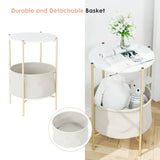 Homfa Iron Nightstand in Espresso