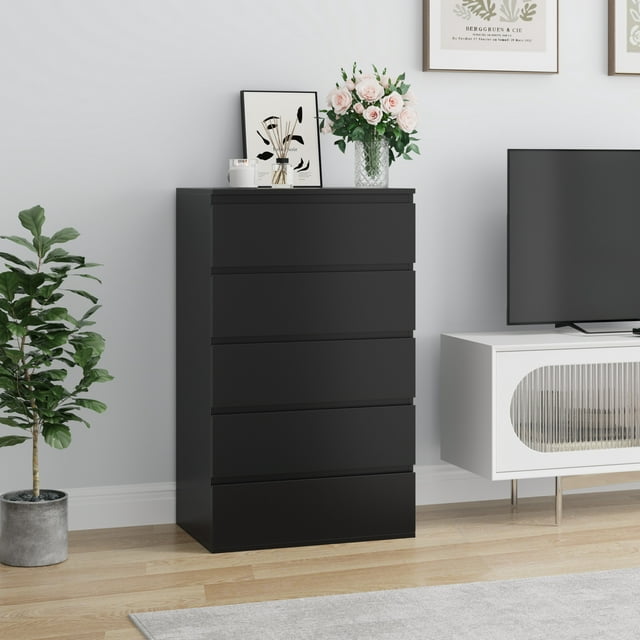 Homfa 5 Drawer Tall Dresser, Modern Storage Cabinet Wood Bedroom Night –  myhomfa