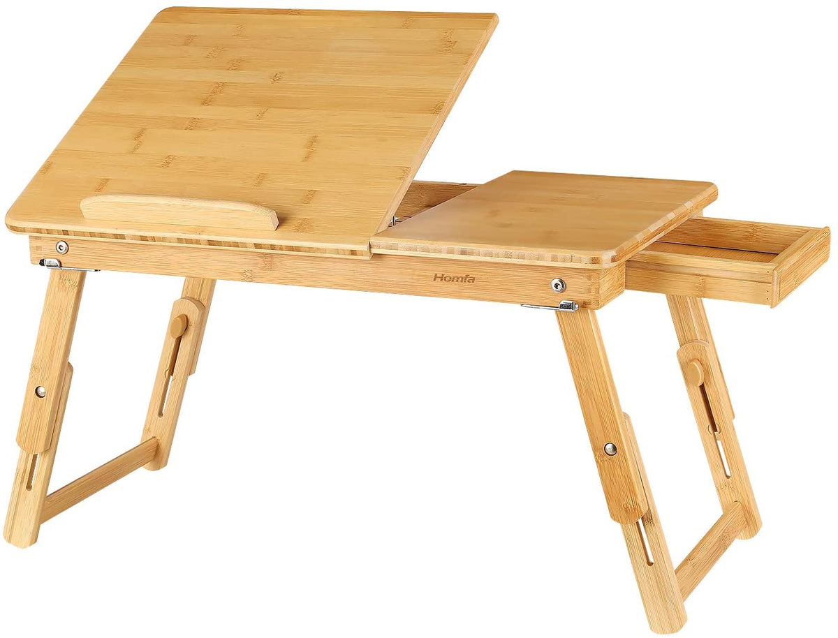 Homfa Bamboo Laptop Desk, Bed Table Adjustable Laptop Tray for Breakfa
