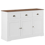 Sideboard Storage Cabinet with 3 Drawers & 3 Doors Buffet Cabinet for Dining Room, White