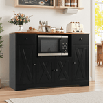 Homfa 72"H Kitchen Pantry Storage Cabinet, 8 Door Pantry Cabinet with Microwave Stand & Wine Rack for Kitchen, Dining Room, Gray