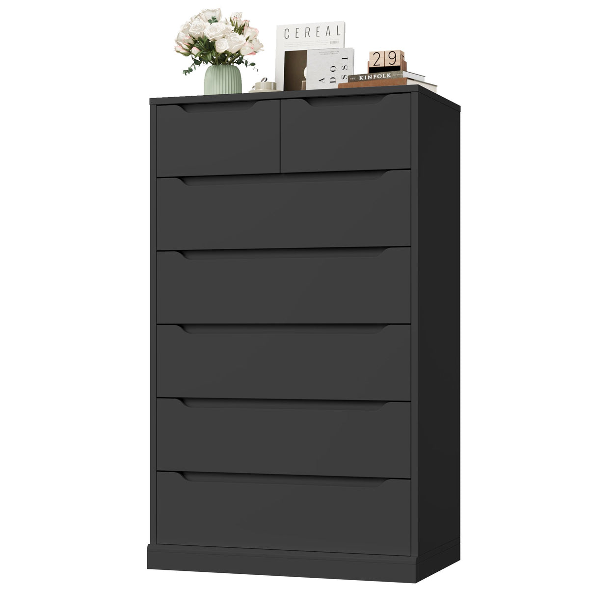 Homfa Vertical 7 Drawer Dresser, 51.3 in Tall Wood Storage Cabinet wit ...