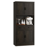 Homfa 71" Tall Modern Farmhouse Storage Cabinet, Kitchen Pantry with 2 Drawers and Adjustable Shelves, Dark Brown