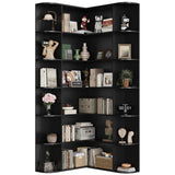 Homfa 73.9”Tall Corner Bookshelf, 6 Tier L-Shaped Large Display Bookcase with Curved Edges for Living Room Home Office Study, Black