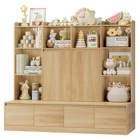 Homfa 10 Cubes Kids Toy Storage Organizer, 4 Drawers Kids Bookcase and ...