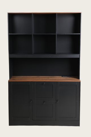 Homfa 71¡å Tall Bookcases with 2 Storage Drawers and Charge Station, 3 Tier Bookshelf with Adjustable File Storage Cabinet for Living Room Home Office, Black
