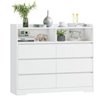 Homfa 6 Drawer Dresser with Recessed Handle, Modern Storage Cabinet for Bedroom, White