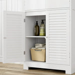 Homfa 6 Doors Linen Storage Cabinet, Wood Tall Cabinet Cupboard for Bathroom, White