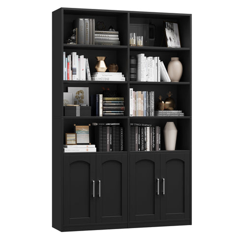 Homfa Double Row 4-tier Bookcases Floor Standing, 8 Display Storage Cu ...
