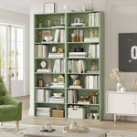 Homfa 82" Tall Bookcases Set of 2, Freestanding Display Storage Shelves, 7-Tier Open Bookshelf for Home Office Living Room Bedroom, Green