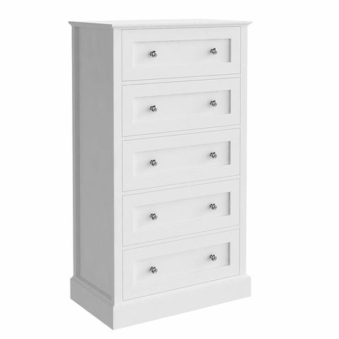 Homfa 5 Drawer White Dresser, Tall Storage Cabinet Chest of Drawers for Bedroom Living Room