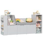 Homfa 4-in-1 Kids Toy Storage Cabinet Bookshelf with 3 Drawers, Sturdy Toy Organizer Kids Room, Gray