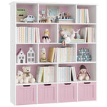 Homfa 10 Cube Toy Storage Organizer, Kids Geometric Bookcase and Bookshelf with 4 Drawers, Pink