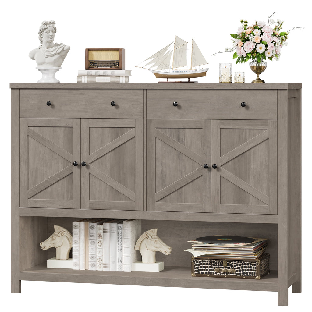 Homfa 55.1" W Farmhouse Console Table with 2 Drawers, Entryway Sofa Ta myhomfa Homfa 55.1" W Farmhouse Console Table with 2 Drawers, Entryway Sofa Ta myhomfa