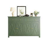 Homfa 55.1W'' 4-Doors 2-Drawers Farmhouse Storage Cabinet, Wood Sideboard with Adjustable Shelves for Kitchen Dining Room, Green