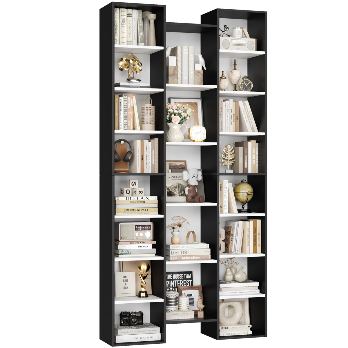 Homfa 21-Cube Bookcase, 71¡¯¡¯ Tall Wooden Bookshelves with Adjustable ...