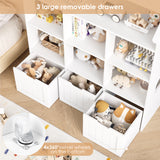 Homfa 46.3”H Kids Storage Organizer with 3 Removable Drawers, 6 Cube Toddlers Bookcase with Roof-Shaped Top for Playroom Nursery School, White