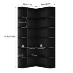 Homfa 73.9”Tall Corner Bookshelf, 6 Tier L-Shaped Large Display Bookcase with Curved Edges for Living Room Home Office Study, Black