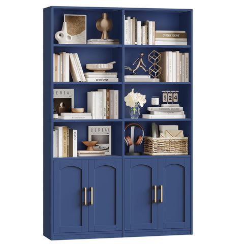 Homfa 73″ Tall Bookcases with Doors, 8 Cubes 6-Tier Double Row Bookshelf, Bookcase for Living Room Home Office, Blue