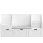 Homfa Kids Bookshelf with Reading Nook & 3 Movable Drawers, 2 Cube Bookcase with 4-Tier Book Racks, Toy Storage Organizer for Playroom Bedroom, Natural Color