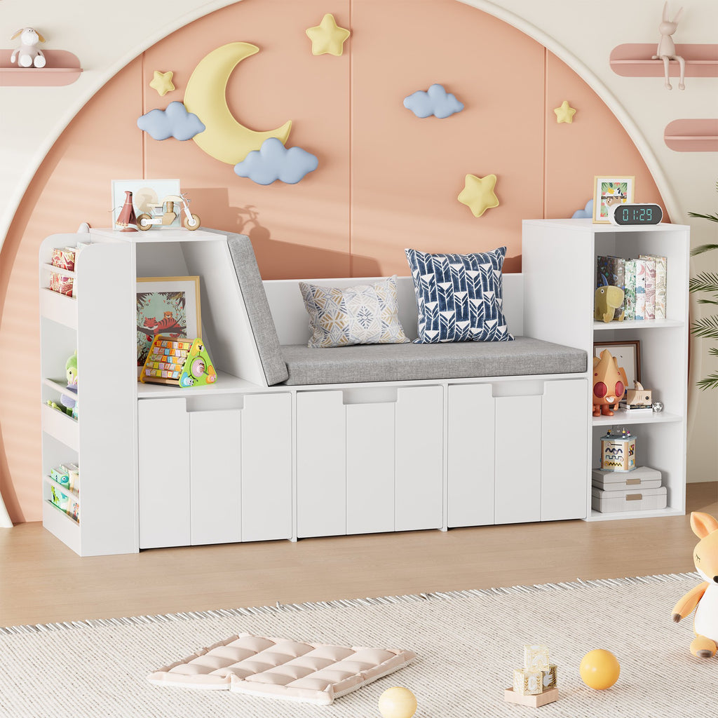 Homfa 3-in-1 Kids Toy Storage Cabinet Bookshelf with Drawers