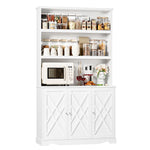 Homfa 77.2¡± Kitchen Pantry Cabinet with Microwave Stand, 3 Door Hutch Storage Cabinet with Shelves for Kitchen Living Room, White