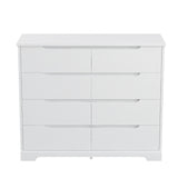 Homfa 8 Drawer Double Dresser with Grooved Handles for Bedroom, Wooden Modern Chest of Drawers with Moisture-Proof Base for Hallways, Drawers Dresser with Stable Trapezoid Structure, White