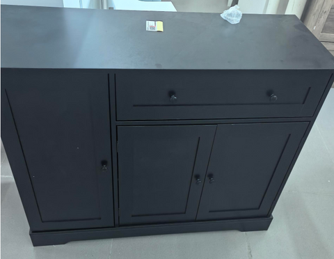 Homfa Kitchen Sideboard Buffet Cabinet with Drawers and Adjustable Shelf, 3 Doors Wood Pantry Cabinet for Dinning Room, Black