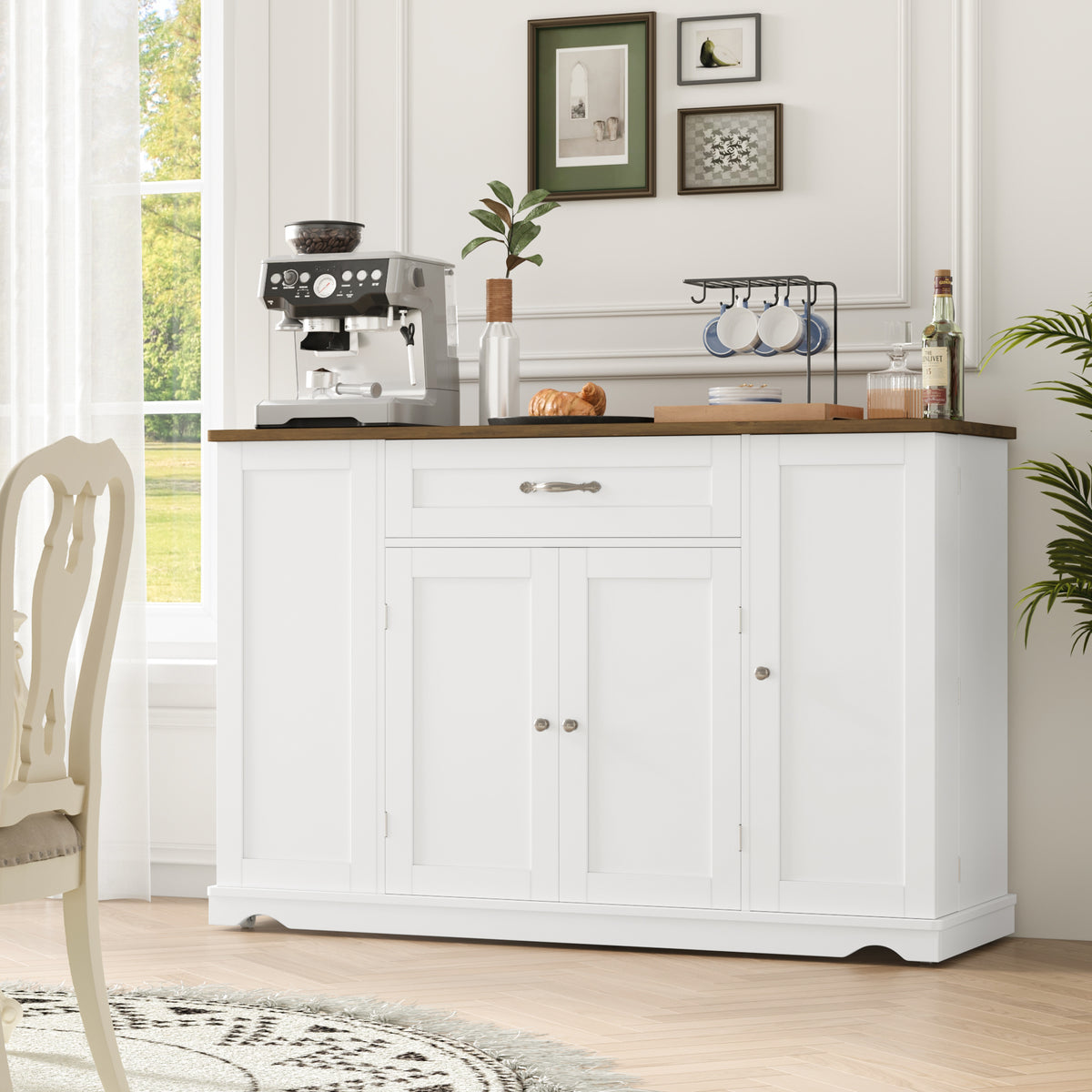 Homfa Kitchen Island with Wheels & Adjustable Shelf, 2 Drawer Modern B ...