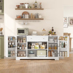 Homfa Kitchen Sideboard Buffet with Drawer, Pantry Cabinet with Internal Hidden Shelves, White