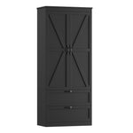 Homfa 70'' Tall Kitchen Pantry with Shelf & Drawer, Farmhouse 2 Door Pantry Storage Cabinet for Dining Room Living Room, Black